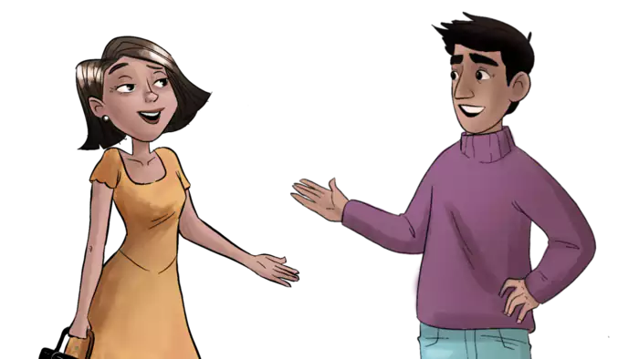 Zwei Personen führen ein Gesspräch